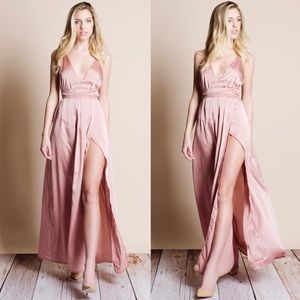 Satin Backless Maxi Dress